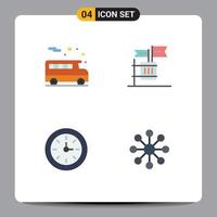 Editable Vector Line Pack of 4 Simple Flat Icons of bus education ballot garbage database Editable Vector Design Elements