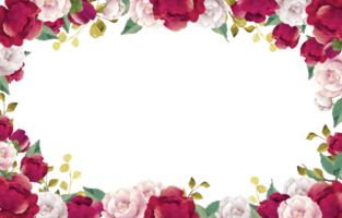 cadre aquarelle de pivoines png