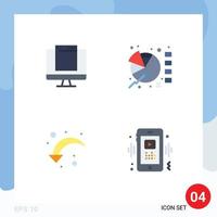 Modern Set of 4 Flat Icons Pictograph of computer refresh imac graph right arrow Editable Vector Design Elements