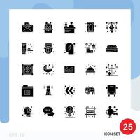 Universal Icon Symbols Group of 25 Modern Solid Glyphs of tool design hotel namaz rug Editable Vector Design Elements