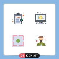 Set of 4 Vector Flat Icons on Grid for excise focus payment pay photo Editable Vector Design Elements