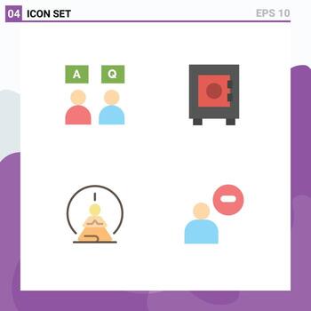 Universal Icon Symbols Group of 4 Modern Flat Icons of answers meditation qa user mind Editable Vector Design Elements