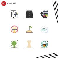 Group of 9 Flat Colors Signs and Symbols for building column path phone call Editable Vector Design Elements