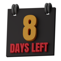 8 Days Left 3D Illustration png