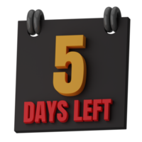 5 Days Left 3D Illustration png