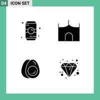 Editable Vector Line Pack of 4 Simple Solid Glyphs of bottle medieval drink castle building eggs Editable Vector Design Elements