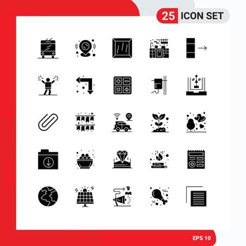 Pack of 25 Modern Solid Glyphs Signs and Symbols for Web Print Media such as cheerleading export crate data kitchen set Editable Vector Design Elements