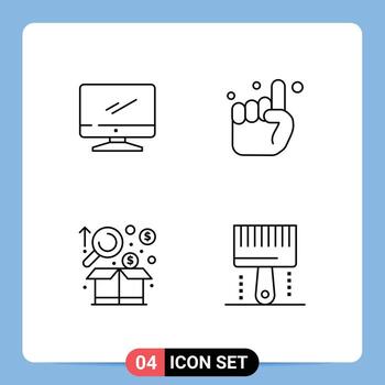 Editable Vector Line Pack of 4 Simple Filledline Flat Colors of computer analysis imac pray chart Editable Vector Design Elements