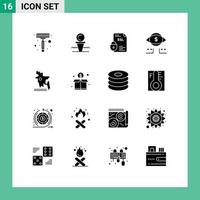 16 Universal Solid Glyph Signs Symbols of map marketing banking dollar ssl Editable Vector Design Elements