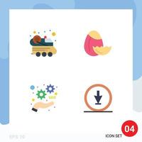 4 Universal Flat Icons Set for Web and Mobile Applications automobile seo spacecraft easter arrow Editable Vector Design Elements