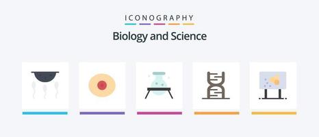 paquete de iconos de 5 planos de biología que incluye genética. código. bioquímica. cadena. laboratorio. diseño de iconos creativos vector