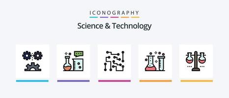 Science And Technology Line Filled 5 Icon Pack Including genetic engineering. chromosome. cloud server. science lab. science. Creative Icons Design vector