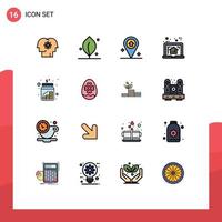 16 iconos creativos signos y símbolos modernos de monedas plan de mapa inmobiliario elementos de diseño de vectores creativos editables de la casa