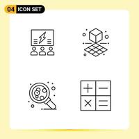 4 User Interface Line Pack of modern Signs and Symbols of brainstorming shape solution thinking molecule Editable Vector Design Elements