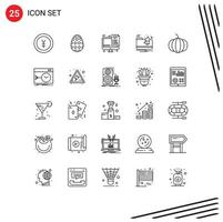 Modern Set of 25 Lines and symbols such as admin pumpkin coding notification alert Editable Vector Design Elements