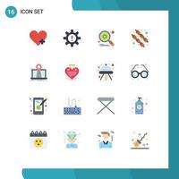 16 Universal Flat Colors Set for Web and Mobile Applications system navigation engine sweet food Editable Pack of Creative Vector Design Elements