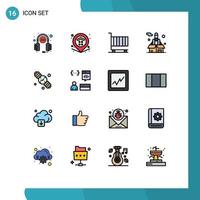 16 iconos creativos signos y símbolos modernos de reloj cohete fuerza comercial compras elementos de diseño de vectores creativos editables