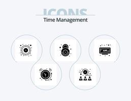 Time Management Glyph Icon Pack 5 Icon Design. secure. clock. workers. alarm. time vector