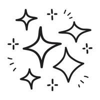 conjunto de garabatos de estrellas vectoriales icono brillante, icono de superficie limpia. estrellas de efecto de luz brillante y explosión brillante. aislado sobre fondo blanco. ilustración vectorial vector