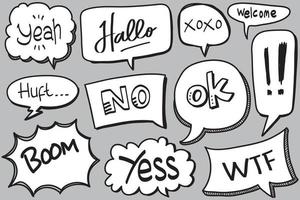 Hand drawn set of speech bubbles isolated . Doodle set element. Vector illustration.