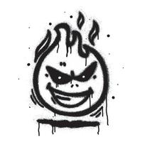Fire emoji graffiti spray painted black on white vector