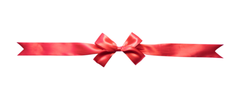 Red bow with long ribbon isolated for ornament png