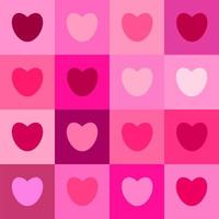 Seamless checkered box pattern with pink and red tone color of the heart. Abstract geometric background. vector