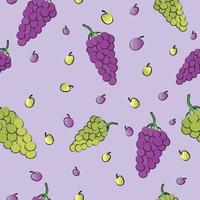 Purple and green grape pattern seamless vector on purple pastel color background , fruit pattern seamless wallpaper