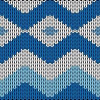 White and blue knitting fabric textile pattern. Abstract geometric line seamless graphic stripes drawing knit patterns clothing background. Modern design line graphic embroidery style. Vector