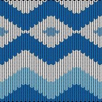 patrón textil de tejido de punto blanco y azul. línea geométrica abstracta rayas gráficas sin costuras dibujando patrones de punto fondo de ropa. estilo de bordado gráfico de línea de diseño moderno. vector