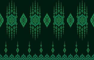 Royal elegant glowing dark green background ikat seamless patterns. Geometric ornate luxurious line ethnic ikat fabric pattern. Asian folk print vector design for clothing textile vintage retro style.