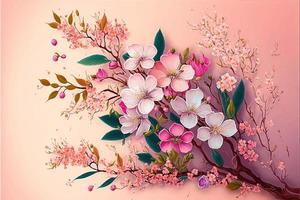 Floral with cherry blossoms in full bloom vector