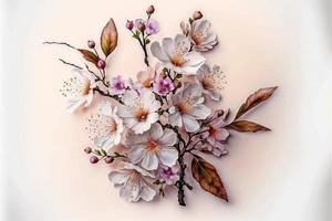 floral con flores de cerezo en plena floración vector