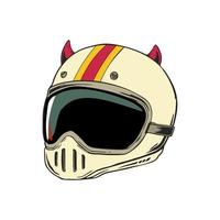 retro helmet han drawn isolated white background vector