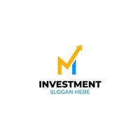 Initial letter M logo design template with investment chart logo vector