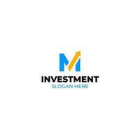 Initial letter M logo design template with investment chart logo vector