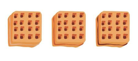 Waffle icon with various fillings. Vector illustration of waffles, pastries for breakfast, sweet snack.