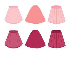 A set of pink skirts. Vector illustration isolated on white background.