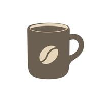 Brown full coffee mug vector illustration. Simple flat minimal clip art design. Logo, sign symbol for cafe shop, caffeine business, menu element, etc.