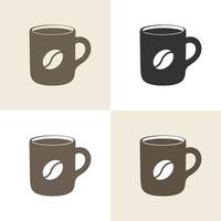 Brown full coffee mug vector illustration multiple styles set. Simple flat minimal clip art design. Logo, sign symbol for cafe shop, caffeine business, menu element, etc.