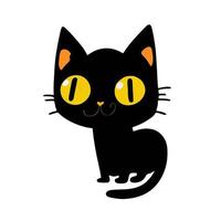 ilustración de gato negro mirando fijamente vector