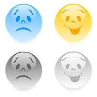 Set of cheerful and sad smiles. A vector illustration