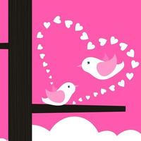 pájaros del amor y el corazón. ilustración vectorial vector