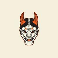 ilustración de vector de diseño de logotipo de máscara de demonio japonés oni, se puede usar para diseño de camisa o póster