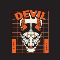 Japanese Demon Oni Mask Logo Design vector illustration ,it can be use for shirt design or poster