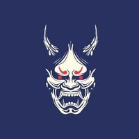 Japanese Demon Oni Mask Logo Design vector illustration ,it can be use for shirt design or poster