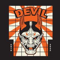 ilustración de vector de diseño de logotipo de máscara de demonio japonés oni, se puede usar para diseño de camisa o póster