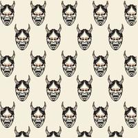 Japanese Demon Oni Mask Logo Design vector illustration ,it can be use for shirt design or poster