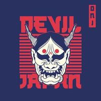 máscara de diablo japonés oni, ilustración vectorial vector