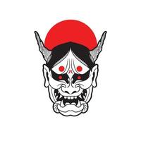 máscara de diablo japonés oni, ilustración vectorial vector
